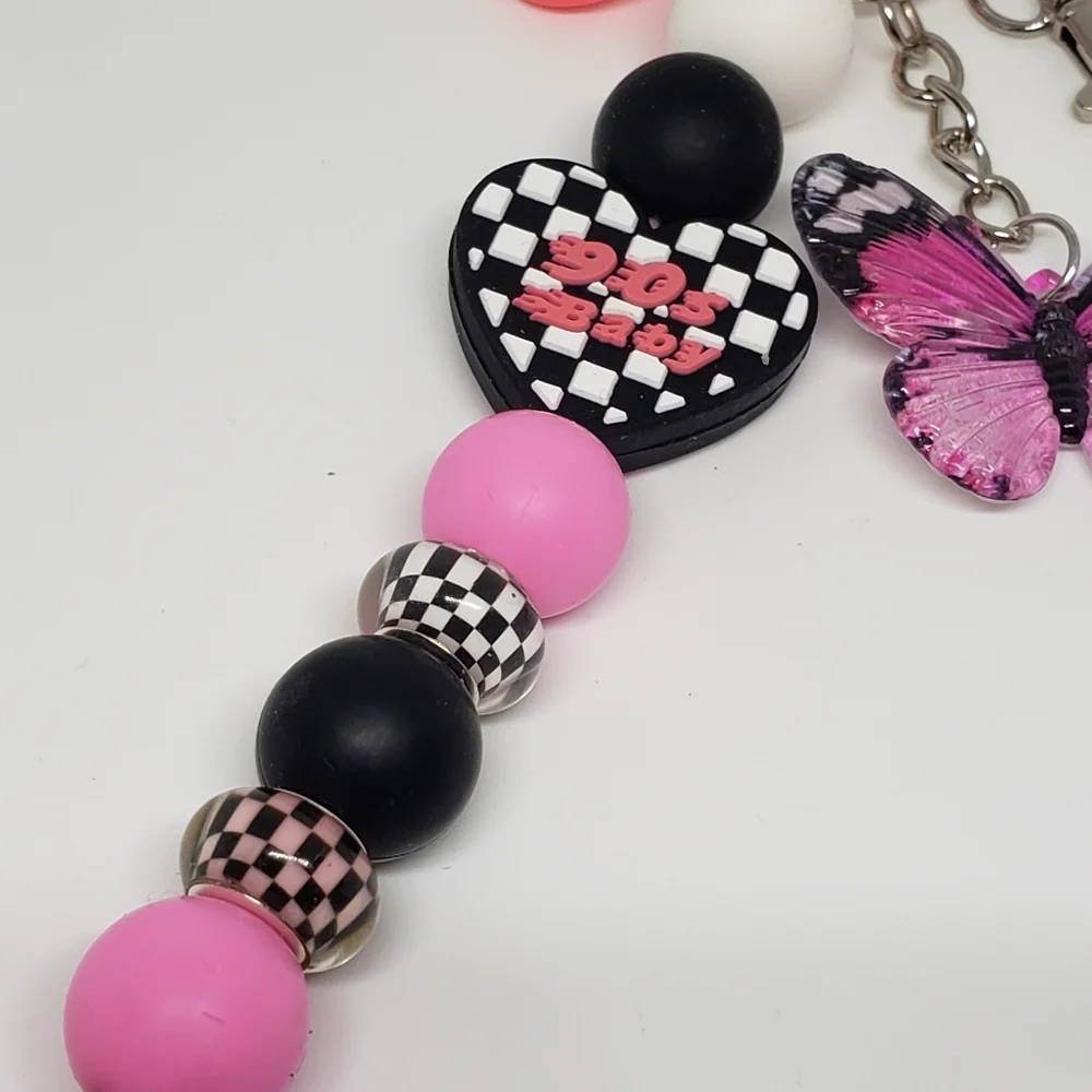 Handmade Butterfly 90s Baby Silicone Focal Bead Keychain